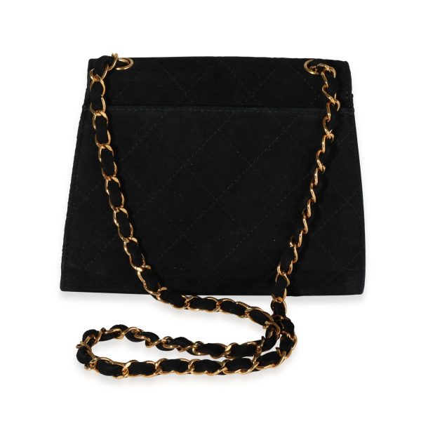 118915 pv Chanel Vintage Black Quilted Suede Shoulder Bag