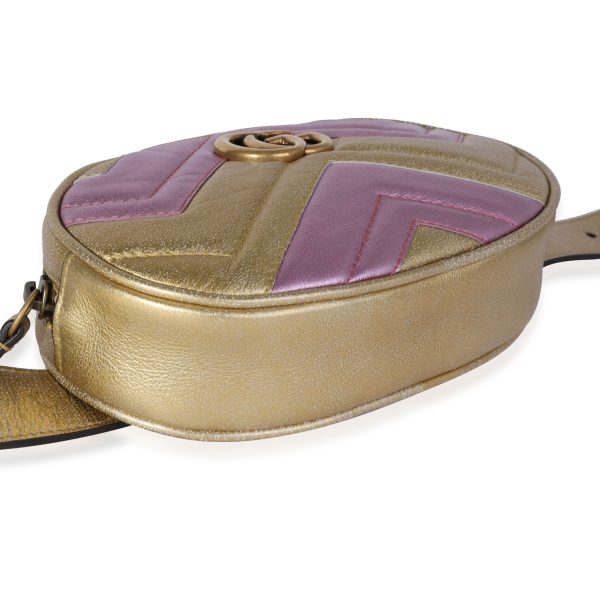 118925 box Gucci Pink Gold Metallic Matelass√© Marmont Belt Bag