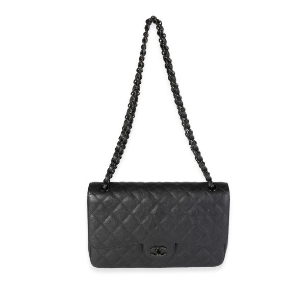 118926 bv Chanel So Black Quilted Calfskin Jumbo Classic Double Flap Bag