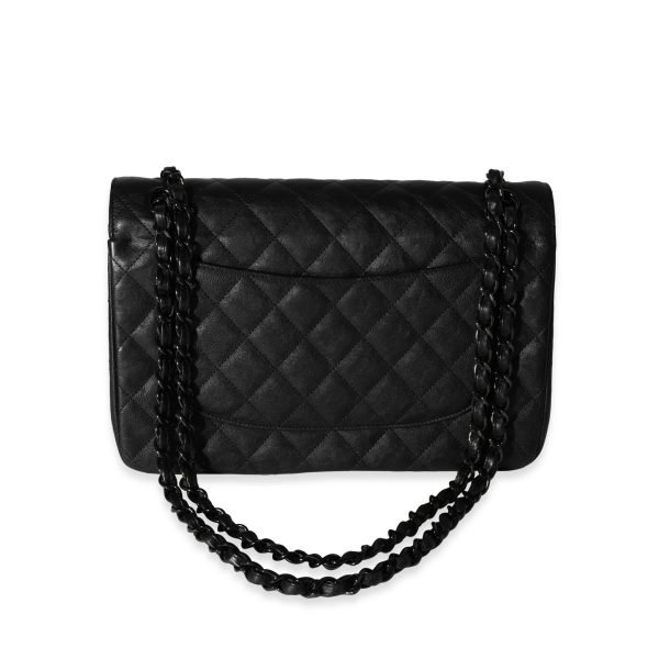 118926 pv Chanel So Black Quilted Calfskin Jumbo Classic Double Flap Bag