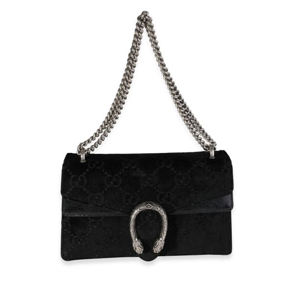 118935 bv e4f37f1b b00d 4c89 b571 bbd99146e550 Gucci Black GG Velvet Patent Leather Small Dionysus Bag