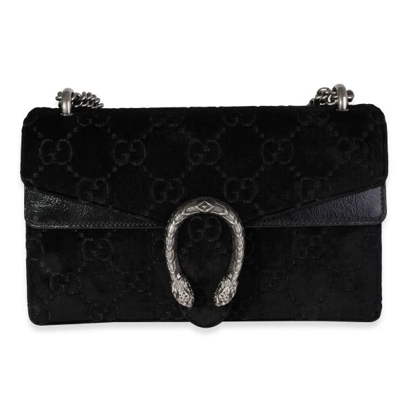 118935 fv 14b93e9a 6148 45a5 83d7 a1453d0671f3 Gucci Black GG Velvet Patent Leather Small Dionysus Bag