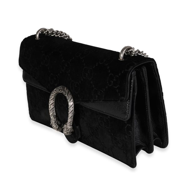 118935 sv a9214d13 2fe6 42c5 80a5 3eb6ff3d344e Gucci Black GG Velvet Patent Leather Small Dionysus Bag