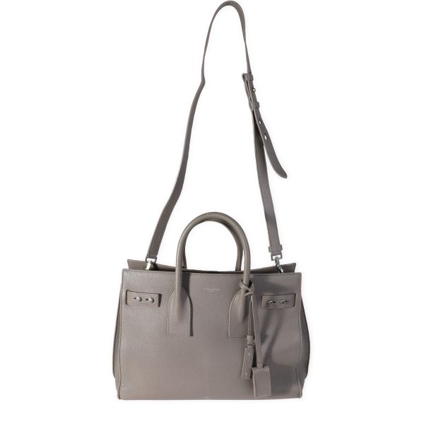 118939 bv 2e316f2e 54bc 46fe be7b 0d48353388e4 Saint Laurent Gray Grained Calfskin Souple Sac De Jour