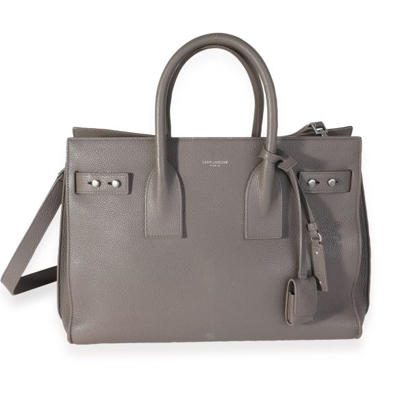 118939 fv e243da35 ebe7 4b9b 8eb1 33f0ed7f613d Saint Laurent Gray Grained Calfskin Souple Sac De Jour