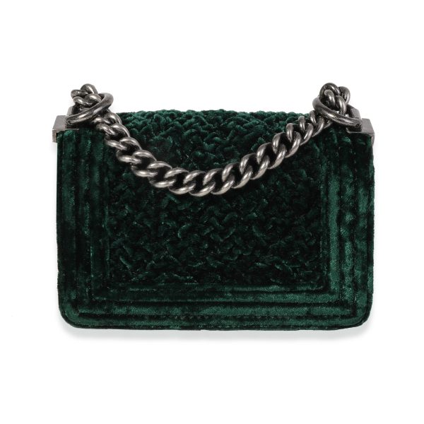 118996 box ce302d3f f841 4ee7 be84 f8bf3621679f Chanel Pine Green Crushed Velvet Mini Boy Bag