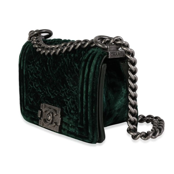 118996 sv 9f6b5907 92db 40b1 a43c f19254122a47 Chanel Pine Green Crushed Velvet Mini Boy Bag