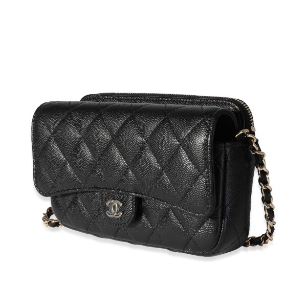 119082 bv 3b8517bd 278f 4a55 b6e6 410d502422da Chanel Black Quilted Caviar Phone Holder with Chain