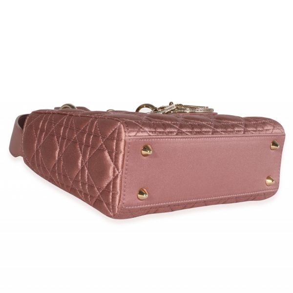 119265 box c54f295d db6c 4003 a0a0 fc08602352c4 Dior Dusty Rose Cannage Quilted Satin Medium Lady Dior Bag With Crystal Charms