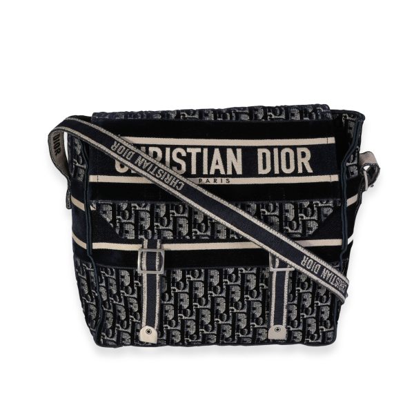 119290 fv Dior Blue Velvet Embroidery DiorCamp Messenger Bag