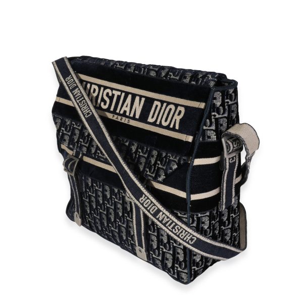 119290 sv Dior Blue Velvet Embroidery DiorCamp Messenger Bag