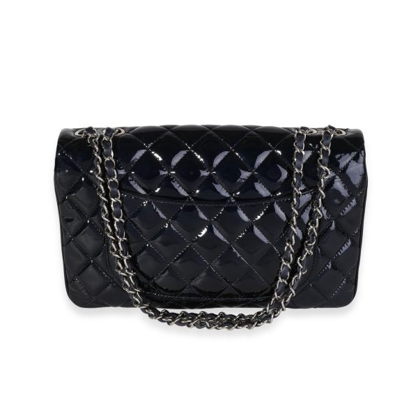 119364 pv Chanel Navy Quilted Patent Leather Accordion Flap Bag