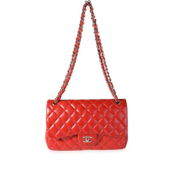 119371 bv Chanel Red Quilted Lambskin Classic Jumbo Double Flap Bag