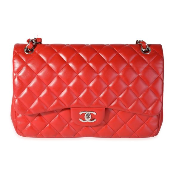119371 fv 4fd7b897 135c 4b4d 84ee 4651d898f199 Chanel Red Quilted Lambskin Classic Jumbo Double Flap Bag