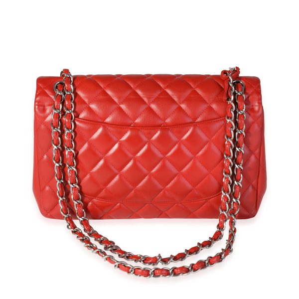 119371 pv Chanel Red Quilted Lambskin Classic Jumbo Double Flap Bag