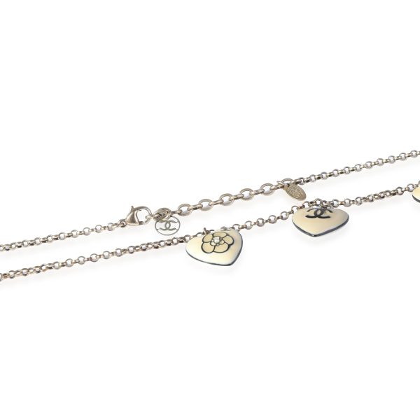 119380 clasp Chanel Gold Tone 36 Heart Charm Necklace