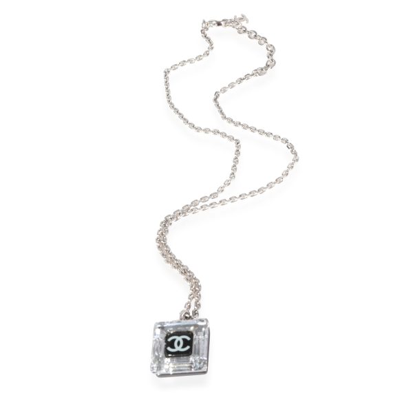 119382 pv Chanel Silver Tone Crystal CC Pendant