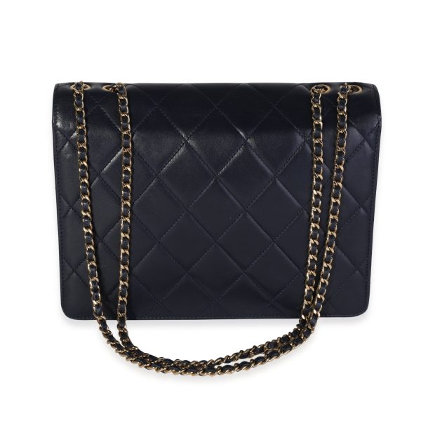 119436 pv Chanel Navy Quilted Lambskin Medium Golden Class Flap Bag