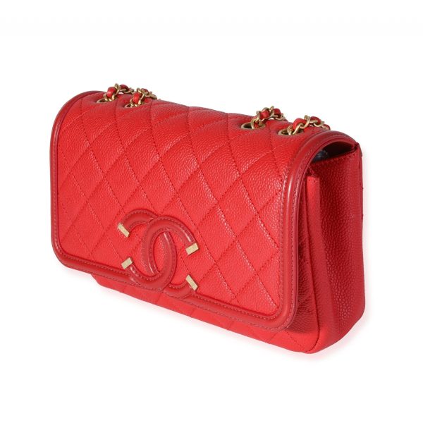 119480 sv bfd40a2c 193d 4214 9a7a 7a62659a4c19 Chanel Red Caviar Quilted Small CC Filigree Flap Bag