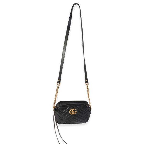 119484 bv a10a6f62 34bc 4b25 9693 3266e2c91334 Gucci Black Matelassé Leather Mini GG Marmont Shoulder Bag