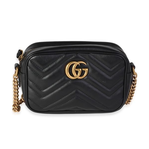 119484 fv 072e9e6c 37e4 4285 911a 8f0c28470882 Gucci Black Matelassé Leather Mini GG Marmont Shoulder Bag