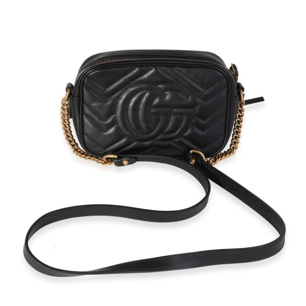 119484 pv f044f0a5 f116 4f9b 8130 c97ddaff553f Gucci Black Matelassé Leather Mini GG Marmont Shoulder Bag