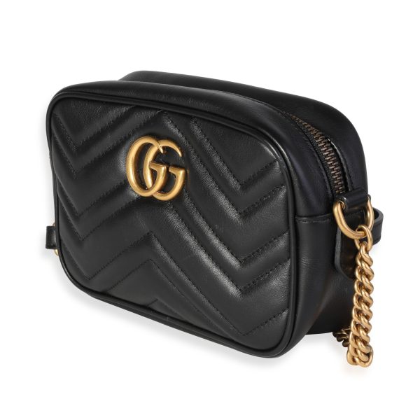 119484 sv a082ad98 6e8c 4a13 a6dc dd34adb05917 Gucci Black Matelassé Leather Mini GG Marmont Shoulder Bag