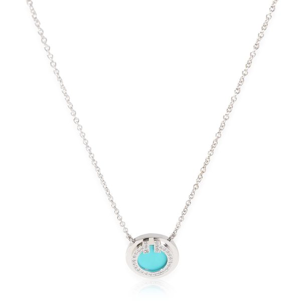 119497 fv 5cc0da58 6d28 46df 8c30 3cea2edff76c 18K White Gold Tiffany Co Tiffany T Diamond And Turquoise Circle Pendant