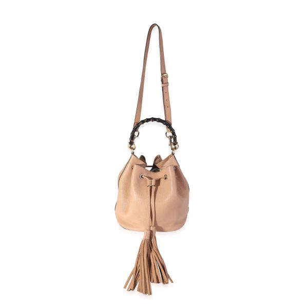 119499 bv Gucci Beige Pebbled Leather Miss Bamboo Bucket Bag