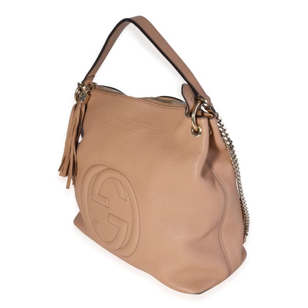 119500 sv Gucci Tan Pebbled Leather Soho Hobo Bag