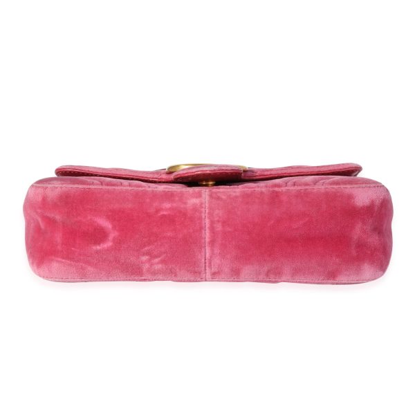 119513 stamp Gucci Rose Velvet Matelass√© Marmont Small Shoulder Bag