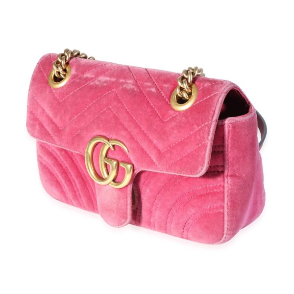 119513 sv Gucci Rose Velvet Matelass√© Marmont Small Shoulder Bag