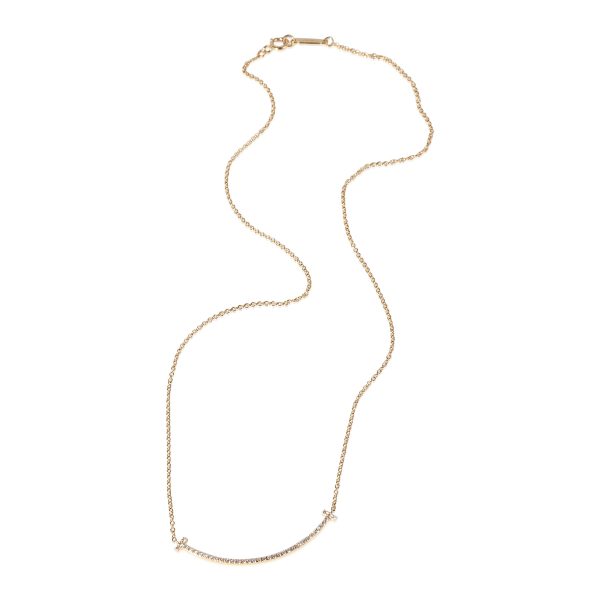 119593 pv Tiffany T Smile Diamond Necklace in 18k Yellow Gold 010 CTW