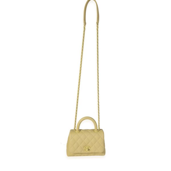 119653 bv Chanel Yellow Caviar Extra Mini Coco Top Handle Bag