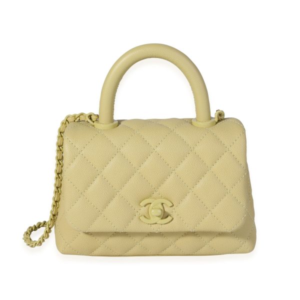 119653 fv Chanel Yellow Caviar Extra Mini Coco Top Handle Bag