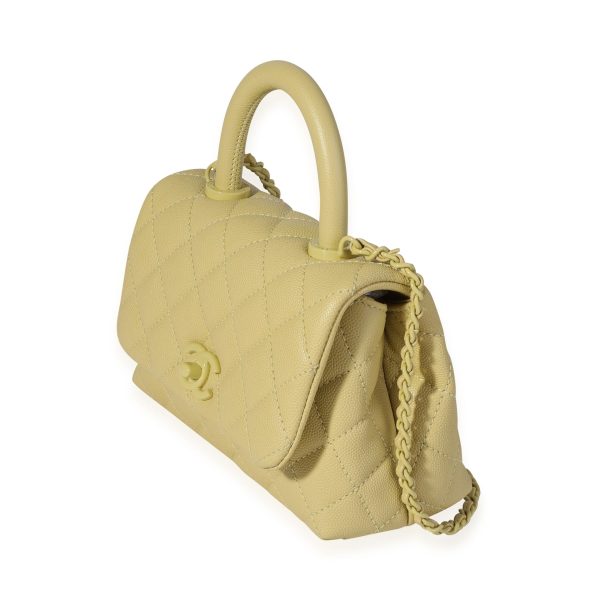 119653 sv Chanel Yellow Caviar Extra Mini Coco Top Handle Bag