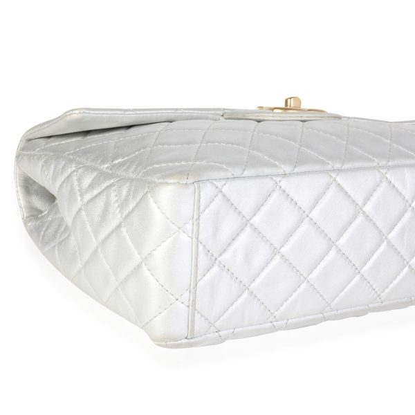 119664 box 0f14a4a6 be85 4634 b609 d86d101e6dd9 Chanel Silver Quilted Lambskin Soft Maxi Single Flap Bag