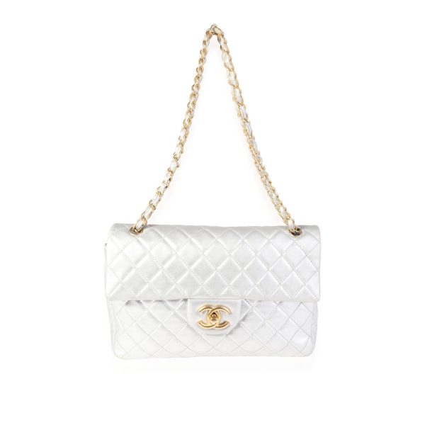 119664 bv ad7f9d35 d430 4770 a3ee f9480d772a0e Chanel Silver Quilted Lambskin Soft Maxi Single Flap Bag