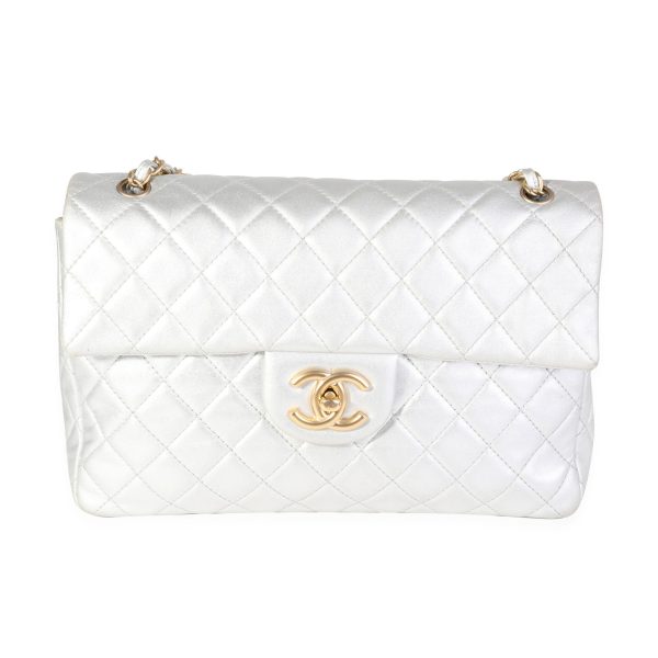 119664 fv f4cb7bad fee3 4efd b12f 0775cf5fa4d1 Chanel Silver Quilted Lambskin Soft Maxi Single Flap Bag