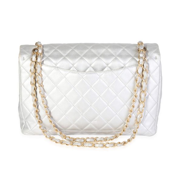 119664 pv 71d7f30d 97cb 4c76 a785 bc040edfbd3c Chanel Silver Quilted Lambskin Soft Maxi Single Flap Bag