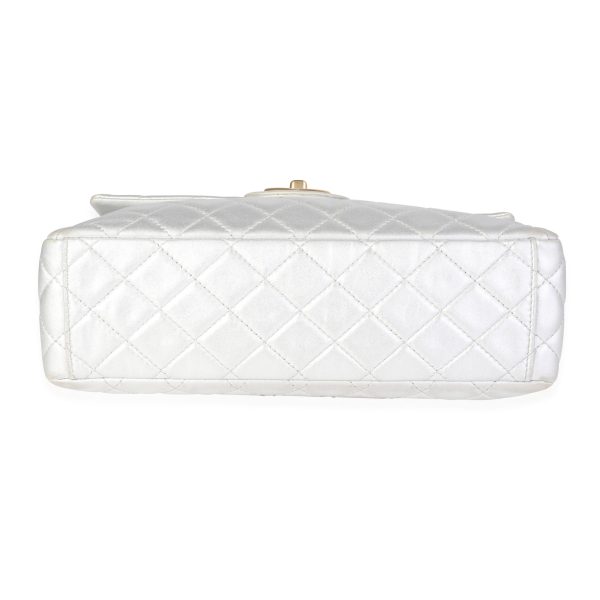 119664 stamp 7818fc50 32a8 4107 a58d c4adbe2ff228 Chanel Silver Quilted Lambskin Soft Maxi Single Flap Bag