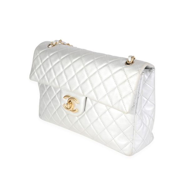 119664 sv c872b89d 75ab 44cf bc85 34a4f85c26f2 Chanel Silver Quilted Lambskin Soft Maxi Single Flap Bag