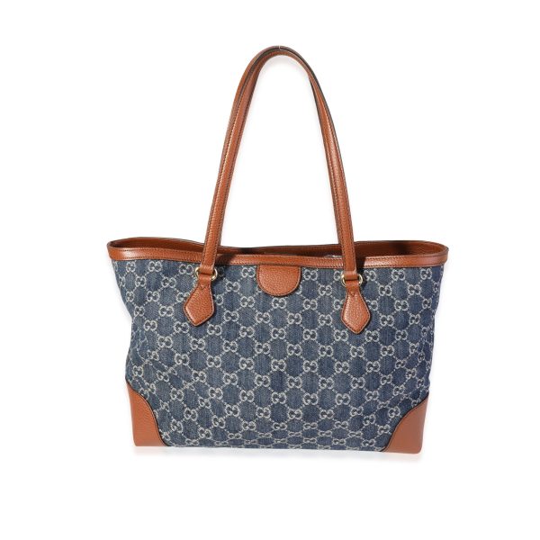 119671 pv Gucci Blue GG Denim Medium Ophidia Tote