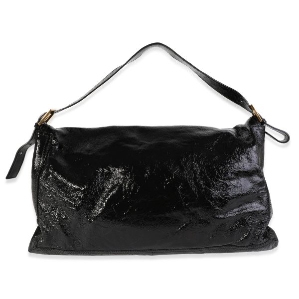 119677 pv Fendi Black Patent Leather Oversized Convertible Baguette