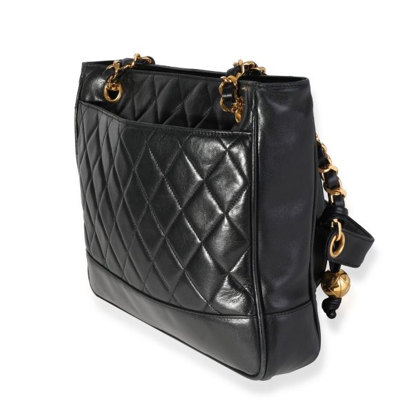 119697 sv Chanel Vintage Black Quilted Lambskin Shoulder Bag