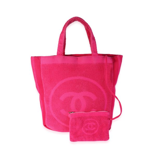 119699 fv bf18aee1 e61a 4d09 aa0e 73c318483b85 Chanel Fuchsia Terry Cloth CC Beach Tote