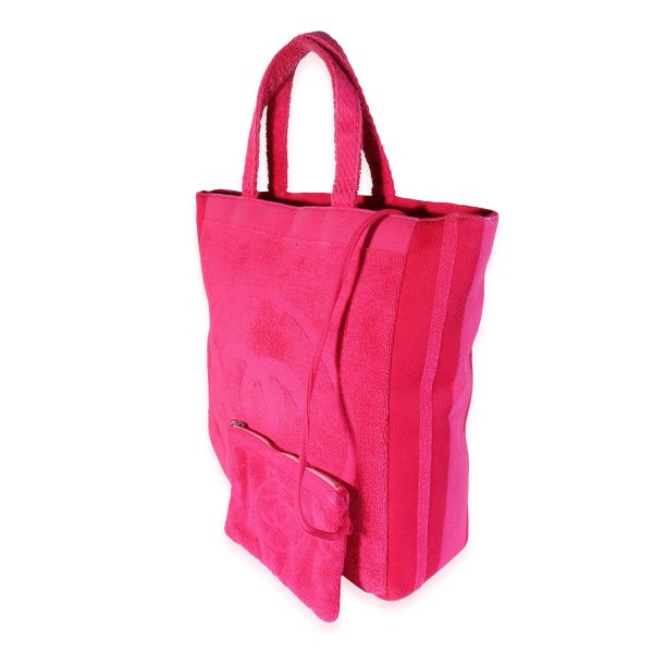 119699 sv cedd32bb 1f13 45c1 8ea6 11ca9ffaf73b Chanel Fuchsia Terry Cloth CC Beach Tote