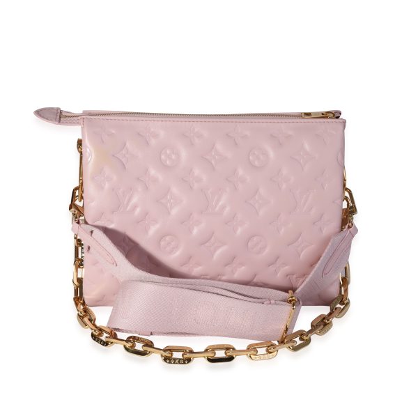 119712 pv 01c404cc e8bc 43a5 b2c5 01b707404de0 Louis Vuitton Rose Pink Monogram Embossed Lambskin Coussin PM