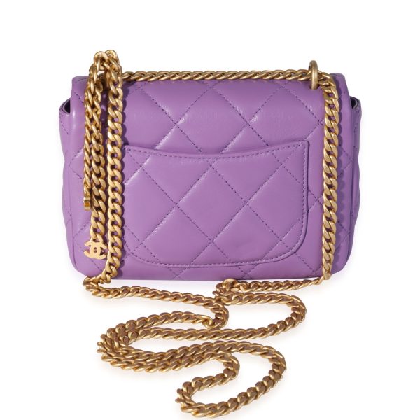 119725 pv Chanel Purple Quilted Lambskin Mini Square Chain Flap Bag