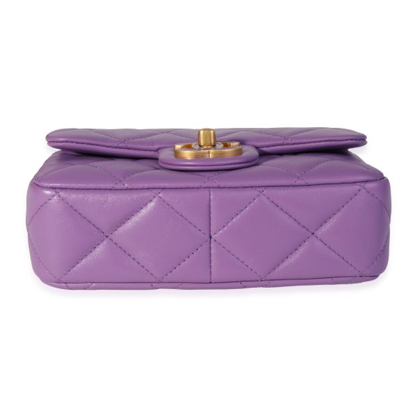 119725 stamp Chanel Purple Quilted Lambskin Mini Square Chain Flap Bag